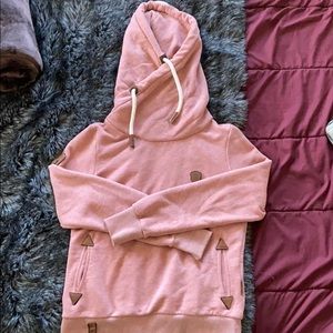 Rose pink cowl neck hoodie